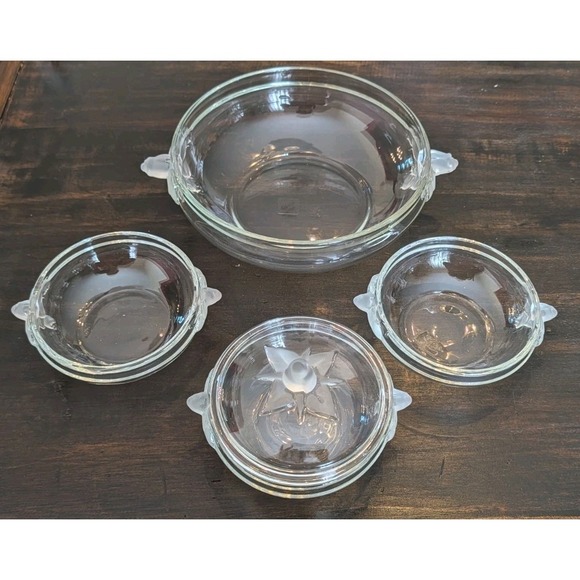 Mikasa Other - 4 Bowl/Dish 1 Lid Set Vintage Mikasa Walther-glas Satin Rose Crystal 8/5" German